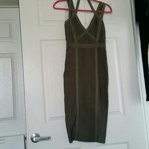 Venus dark green bodycon midi dress
